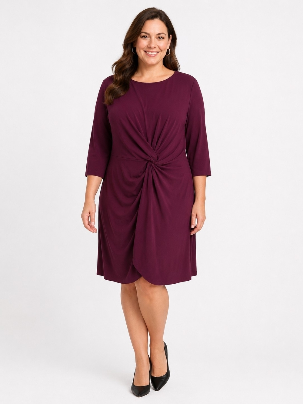 Lane Bryant Twist-Front Burgundy Dress Women's S8ze 14/16 Office Business